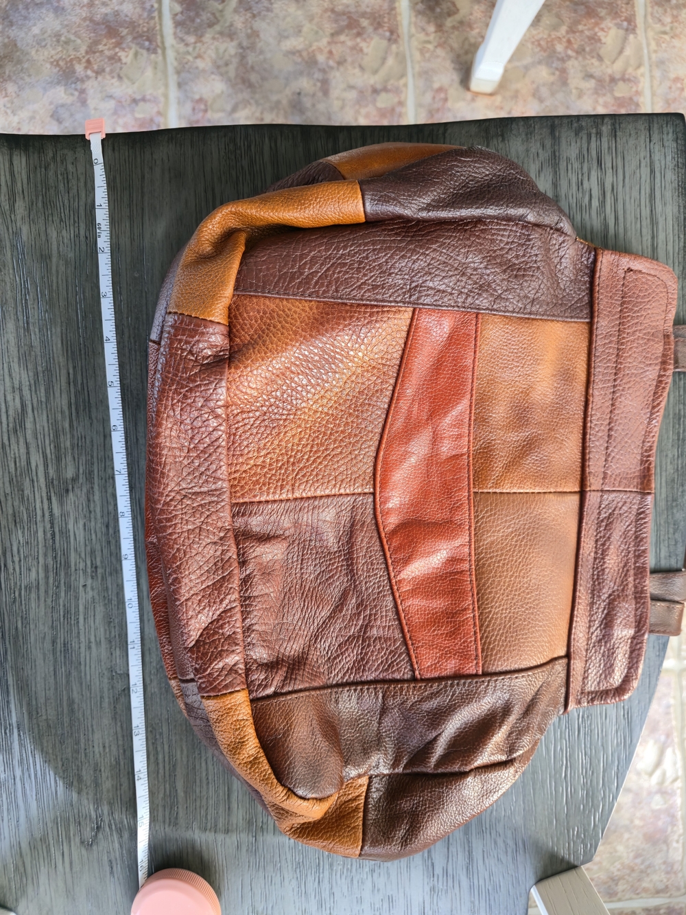 MEXI MEXI Patchwork Leather Messenger Bag in Brown/Red/Tan - Picture 6 of 9